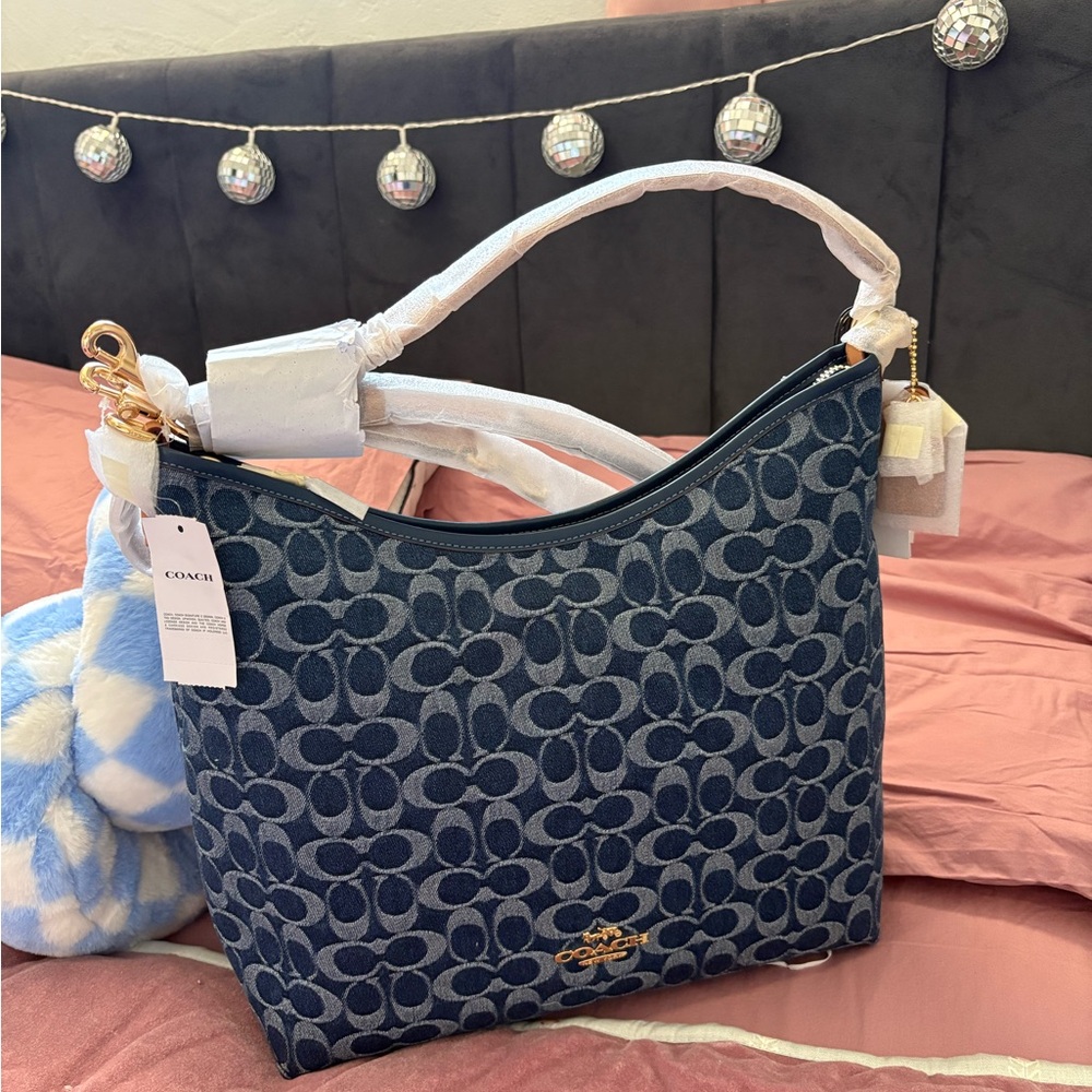Coach Navy Signature Shoulder Bag